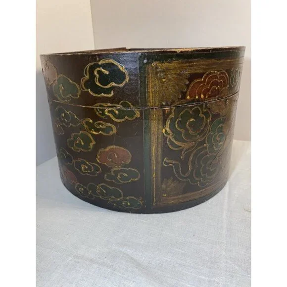Antique Chinese Hat Box Hand Painted Rare - Picture 7 of 10